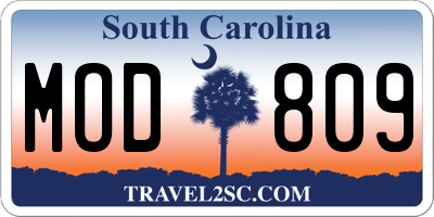 SC license plate MOD809