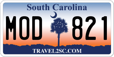 SC license plate MOD821