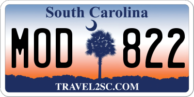 SC license plate MOD822
