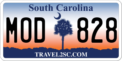 SC license plate MOD828