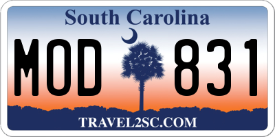 SC license plate MOD831