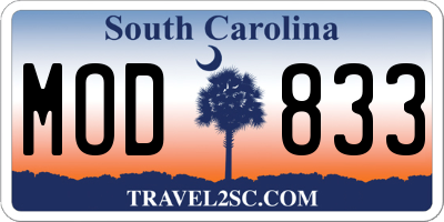 SC license plate MOD833