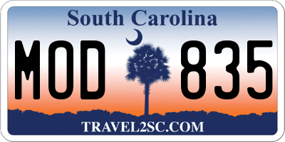 SC license plate MOD835
