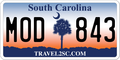 SC license plate MOD843
