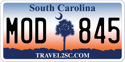 SC license plate MOD845