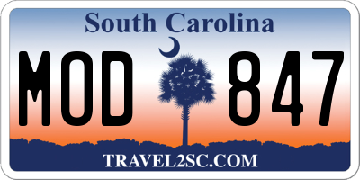 SC license plate MOD847