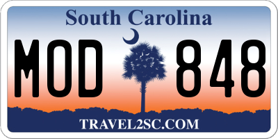 SC license plate MOD848