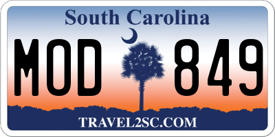 SC license plate MOD849