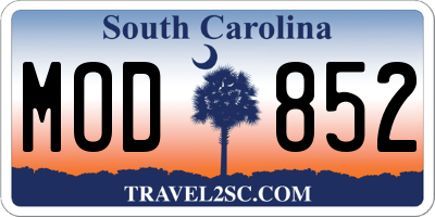 SC license plate MOD852