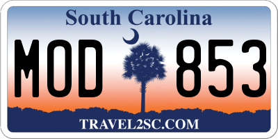 SC license plate MOD853