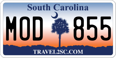 SC license plate MOD855