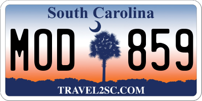 SC license plate MOD859