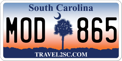 SC license plate MOD865