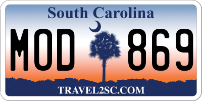 SC license plate MOD869