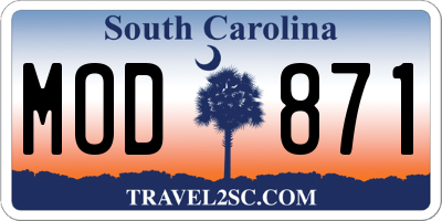 SC license plate MOD871