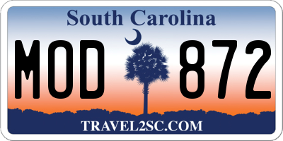 SC license plate MOD872