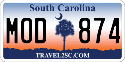 SC license plate MOD874