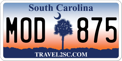 SC license plate MOD875