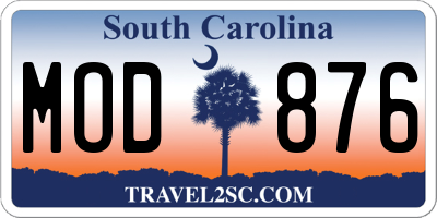 SC license plate MOD876