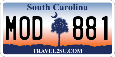 SC license plate MOD881