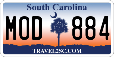 SC license plate MOD884