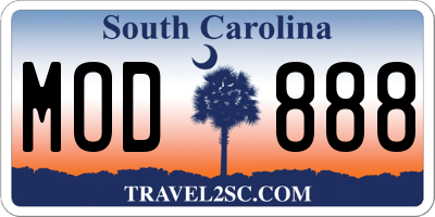 SC license plate MOD888