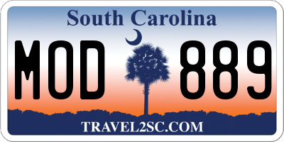 SC license plate MOD889