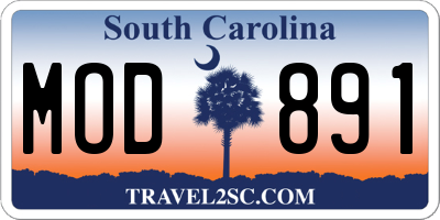 SC license plate MOD891