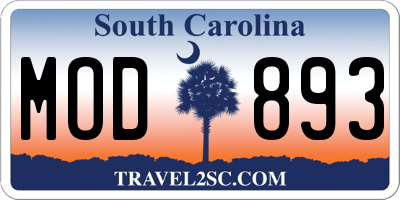 SC license plate MOD893