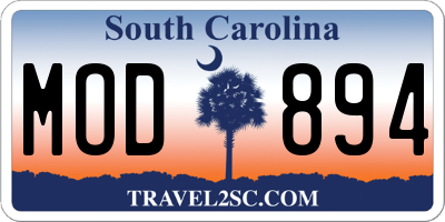 SC license plate MOD894
