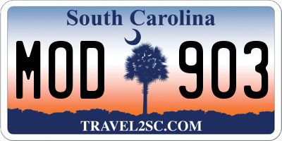 SC license plate MOD903