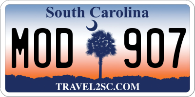 SC license plate MOD907