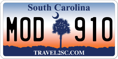 SC license plate MOD910