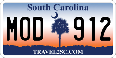 SC license plate MOD912