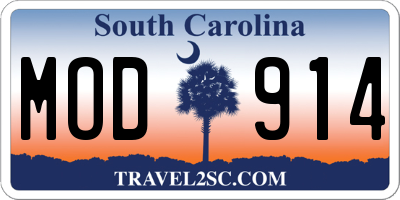 SC license plate MOD914