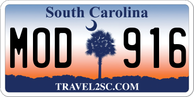SC license plate MOD916