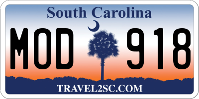 SC license plate MOD918