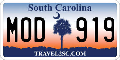 SC license plate MOD919