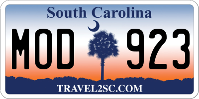 SC license plate MOD923