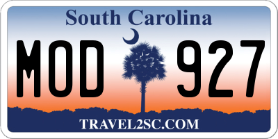 SC license plate MOD927