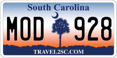 SC license plate MOD928