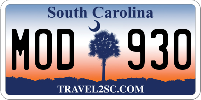 SC license plate MOD930