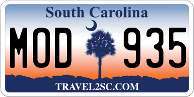 SC license plate MOD935