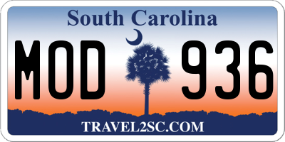 SC license plate MOD936