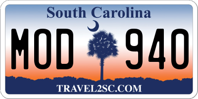 SC license plate MOD940