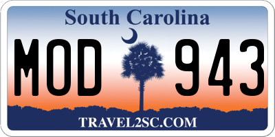 SC license plate MOD943