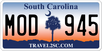 SC license plate MOD945