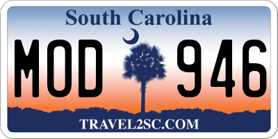 SC license plate MOD946