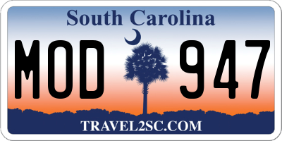SC license plate MOD947