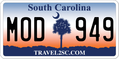 SC license plate MOD949